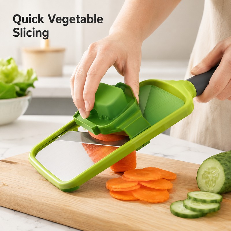 Multifunctional Vegetable Cutter Slicer with Stainless Steel Blades – Compact