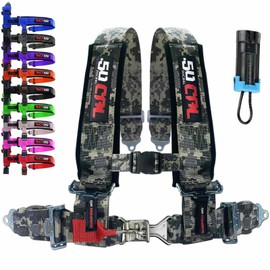 50 Caliber Racing Harness 4 Point Harness w/comfort padding 3" black belt bucket seat rzr turbo pror ace [6000A3 CB 5999P]