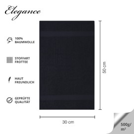Class 4 Piece Terry Towelling Guest Towels Set of 4 Guest Towels 30 x 50 cm Terry Quality 500 g/m² 100% Cotton with Border Plain Black