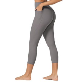 Sunzfly Invisible Butt Scrunch Workout Leggings with Pockets for Women, No Front Seam Gym Yoga Pants with Tummy Control 21" Charcoal Gray Medium