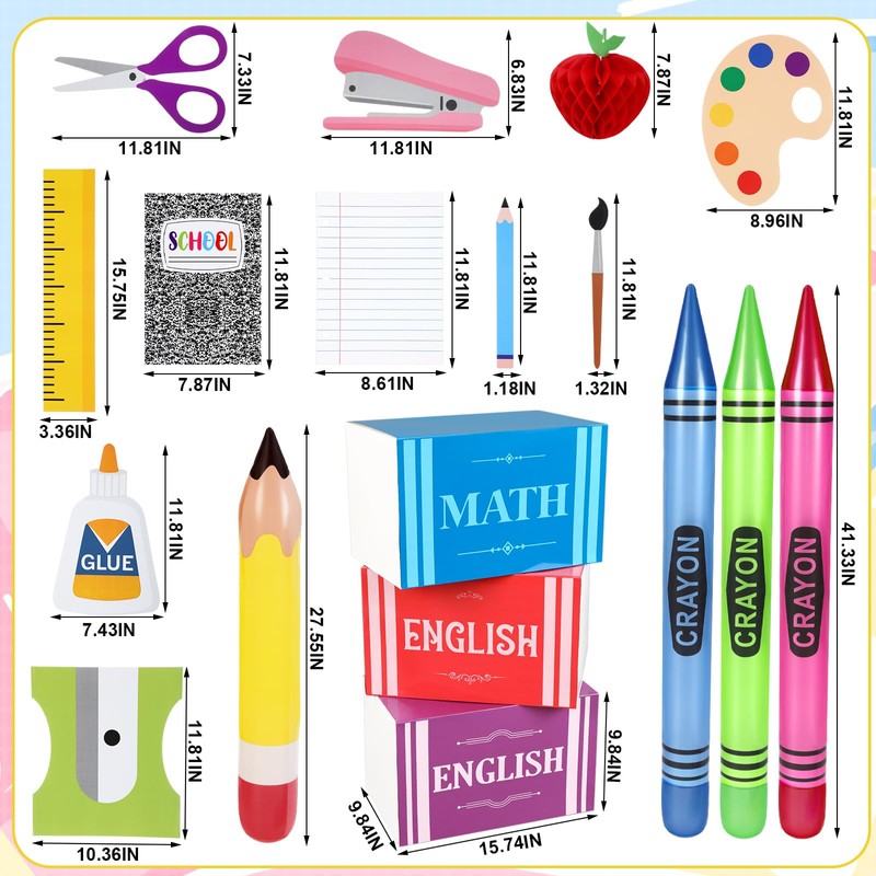 MiniInflat 18 Pcs Back to School Party Decorations Set Multicolor