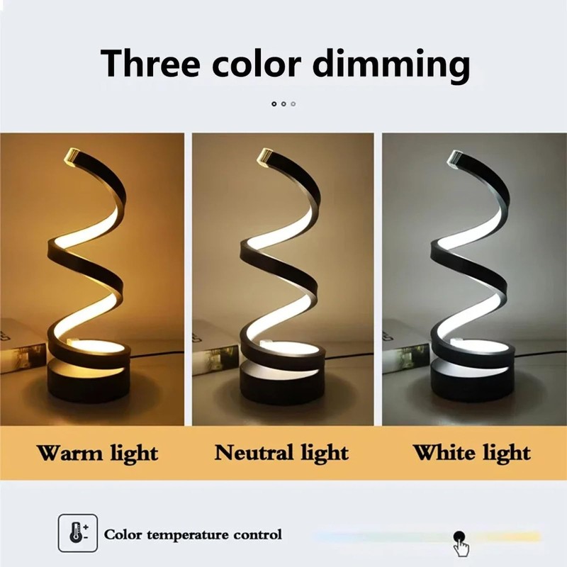 NCONCO Spiral LED Table Lamp for Bedroom, USB Powered Desk