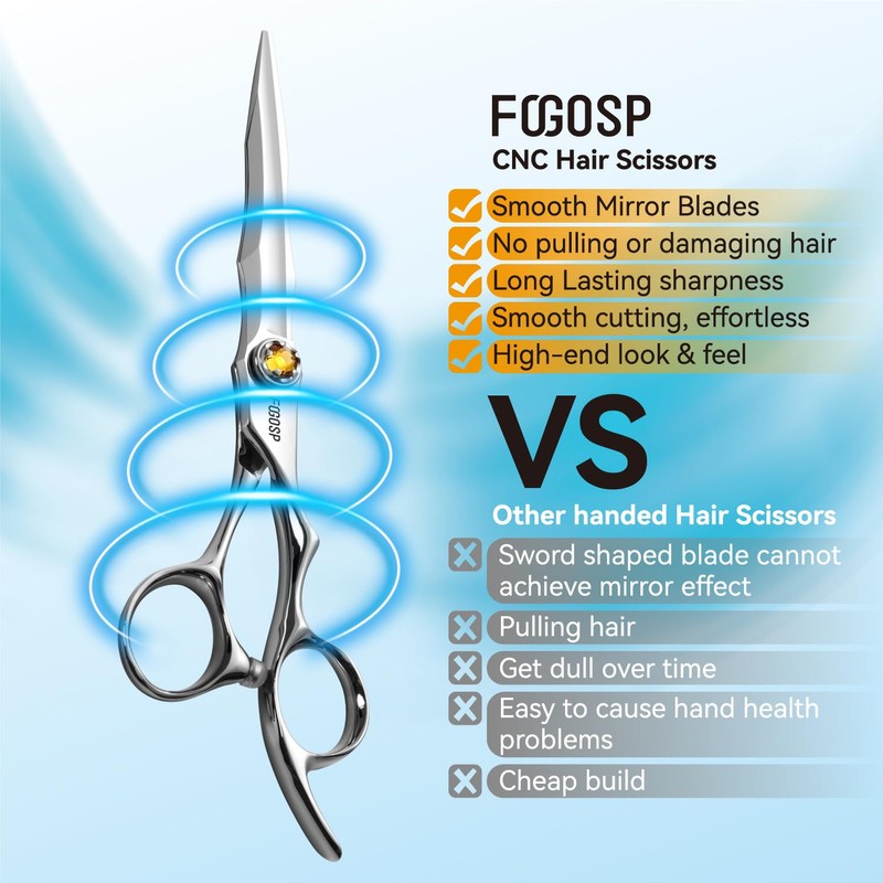 FOGOSP Professional Barber Scissors - 6” Japan VG10 Fine Cutting