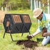 Outsunny Dual Chamber Compost Tumbler Bin, Outdoor Tumbling Composter with
