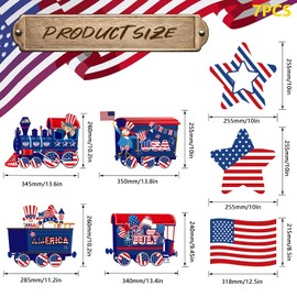 (Set of 7pcs) 4th of July Decorations Outdoor Patriotic Decor Red White and Blue Yard signs Garden Gnomes 4 th Fourth of July Yard Sign Waterproof for Lawn USA American Independence Day
