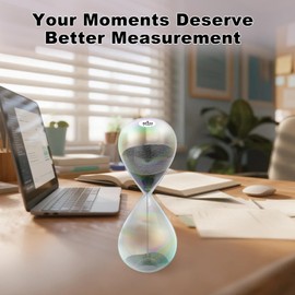 30 Minute Sand Timer Hourglass,30M Sand Clock with Simple Biloba Puff Design,Large Black Sand Watch 30 Min Hour Glass Sandglass for Home,Desk,Office Decorative,Adults,Women (5.9inch)