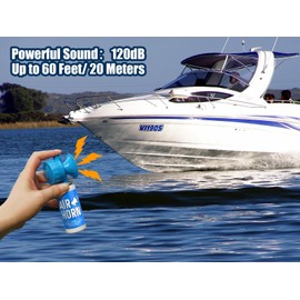 Air Horns for Safety 1.4oz, Boat Horn with Powerful Sound (120 dB) Heard from 1/2 Mile away, Bear Horn to Scare Bears (Blue, 2 Pack)