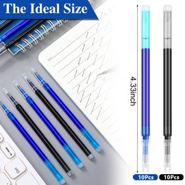 Dream Aurora 20 Pack Erasable Pen Refills,1 mm Gel Ink Refills Compatible with Pilot Frixion Pens,Medium Fine Point for Writing Planner and Crossword Puzzles(Black, Blue)