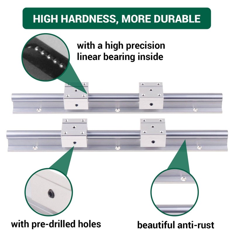 CHUANGNENG Linear Rail SBR12 300mm 2PCS Fully Supported Linear Rail