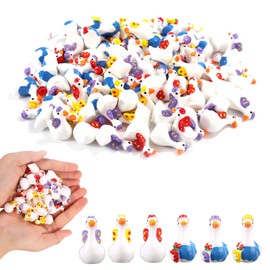 Lyreh 90pcs Small Resin Goose, Gardener & Butterfly Style Mini Goose Miniature Figurines Tiny Resin Animals Statue Toy for DIY Crafts Fairy Gardens Dollhouse Micro Landscape Decor Decoration