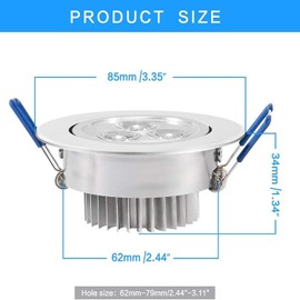 10 Pack,Pocketman 110V 3W Dimmable LED Ceiling Light Downlight,Warm White Spotlight Lamp Recessed Lighting Fixture,with LED Driver