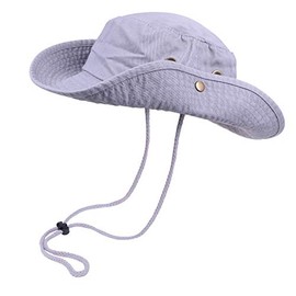Sombreros tipo cubeta con cordón de ala ancha para senderismo, pesca, protección solar UV, safari, unisex, boonie, Gris, Large/X-Large