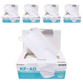 AirCop Droplet Blocking Mask Large KF-AD, 50-pack, 5 packs, White / 에어캅 비말차단 마스크 대형 KF-AD, 50개입, 5개, 흰색