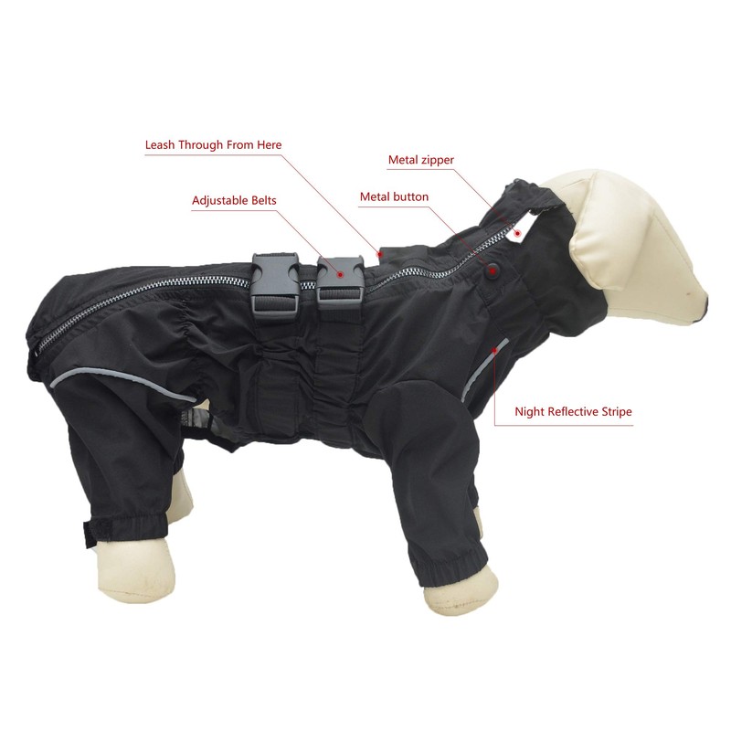 Dogs Waterproof Jacket, Lightweight Waterproof Jacket Reflective Safety Dog Raincoat