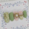 Moss Green Tweed Handmade Nail Tips - Square S /
