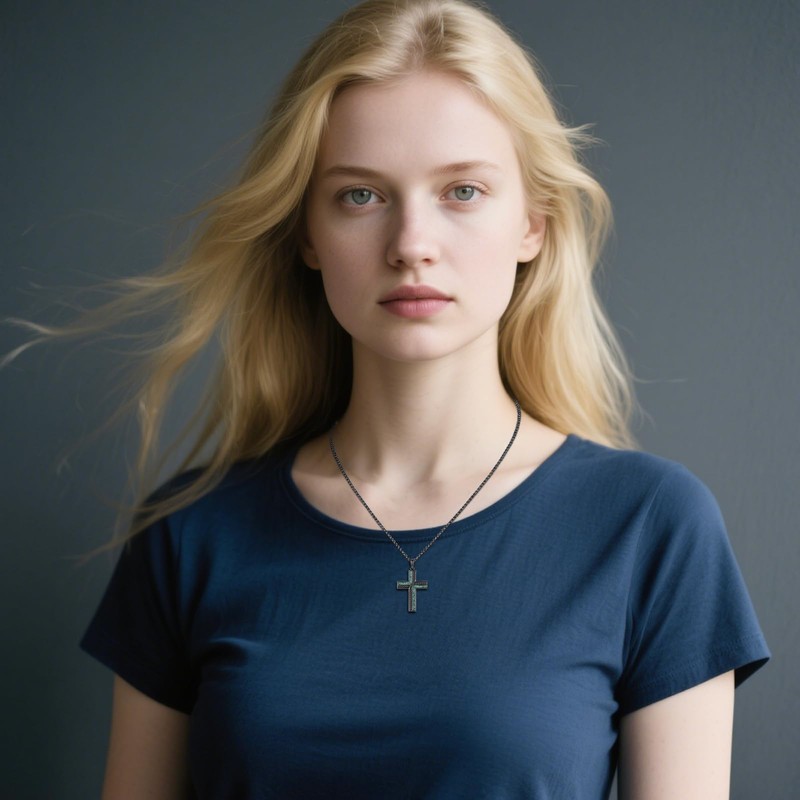 StoryMidir Black Cross Necklace 925 Sterling Silver Turquoise Cross Pendant