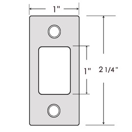 Stainless Steel Deadbolt Strike Plate Square Round Corner Backplate 1" x 2-1/4" with 8 Screws