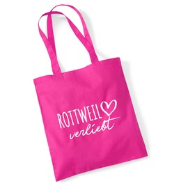 huuraa Jute Bag Rottweil in Love Gift Bag 10 Litres Cotton Rottweil Gift Idea, fuchsia, Unit size