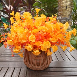 trytuny Artificial Flowers for Outdoor,14 Bundle Fall Realistic Faux Plants UV Resistant Fake Fake Plastic Flowers for Outside Indoor Porch Patio Window Box Planter Home Decor