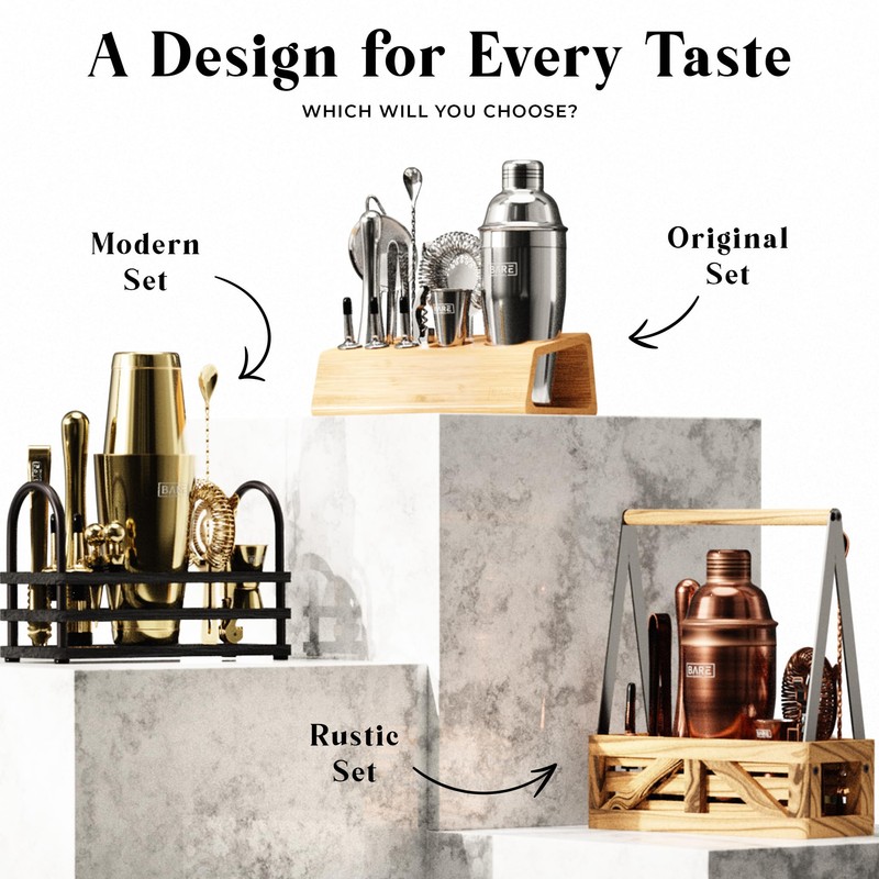 BARE BARREL® Mixology Bartender Kit Bar Set | 14-Piece Cocktail