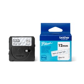 Brother Original Btag-131 Labelling Tape 12 mm Wide 4 m Long Black/Transparent