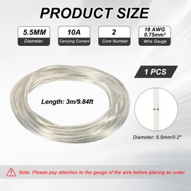 MECCANIXITY PVC Covered Wire 2 Core Sheath Power Cord 18AWG 20m/65.6ft, Electrical Cable for LED Lamp Wire Audio Cable Speaker Line Clear