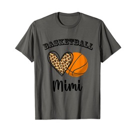 Basketball Mimi Leopard Heart Sports Players Mothers Day T-Shirt