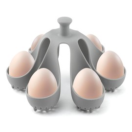 Silicone Egg Boiler Rack Freestanding Egg Boiler Eggs Cooker Hard Boiled Eggs Boilers Eg g Molds for Cooking Holds 6 Eg g Poached (COLOR:grey)