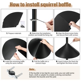 Tanlade 2 Pack Squirrel Baffle Guard Black Plastic Wide Wrap Around Guard Stopper Keep Squirrels Off Bird Feeder Baffle for Bird Feeder Pole Outside Shepherd Hooks(16 Inch)