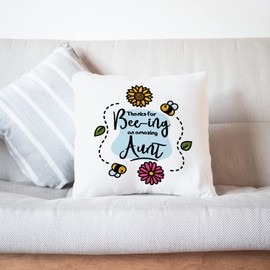 MUGFFINS AUNT Cushion Padding included - in English - Thanks For Beeing Amazing - Funny gift - Pillow: cover and filling 15.7x15.7 inches