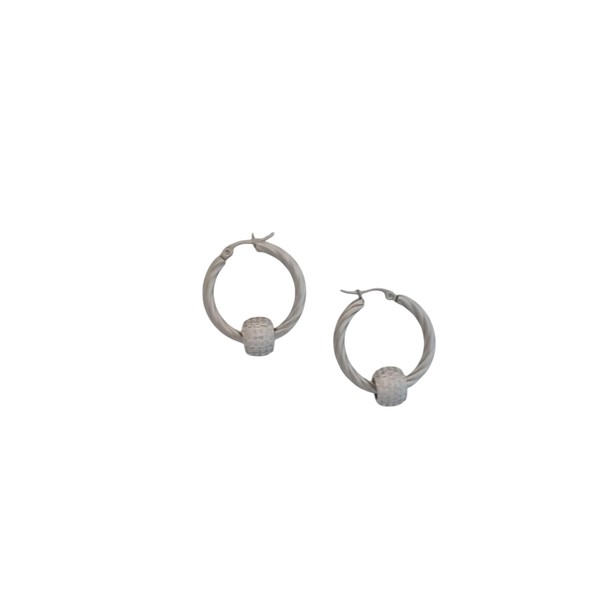 SIlver Filled Hoop Earrings with Disco Ball Charms, 15g Each