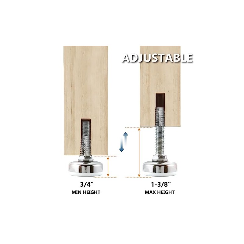 POWERTEC 71189 - Niveladores de muebles de 3/8"-16 con insertos