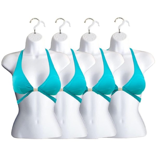 White Female Hollow Back Mannequin Torso Set & Hanging Hook,