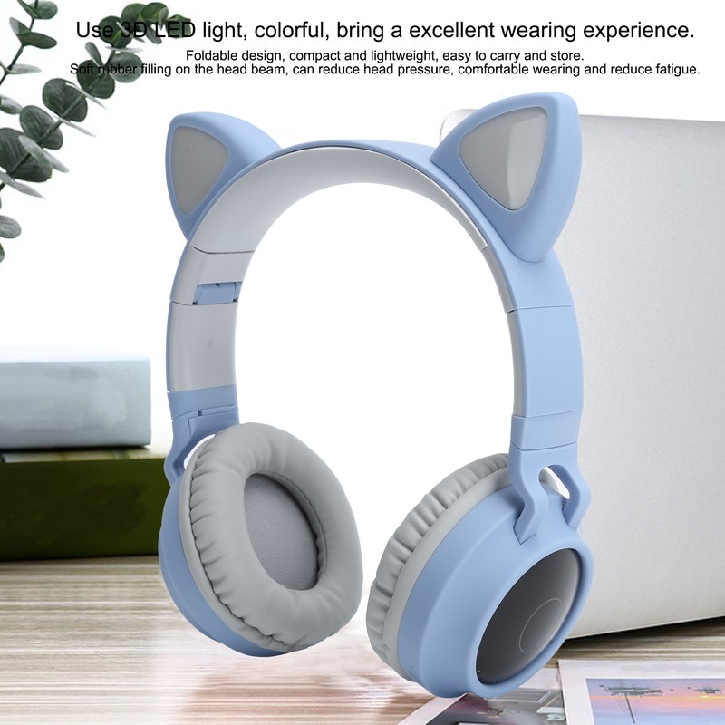 Cat Ear Headphone 3D LED Light Wireless Bluetooth 5.0 Foldable