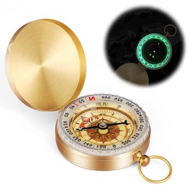 Camping Compass Waterproof Compass Outdoor Navigation Compass Hiking Portable Waterproof Compass with Luminous Numbers Portable Retro Compass for Camping, Hiking and Other Outdoor Compass