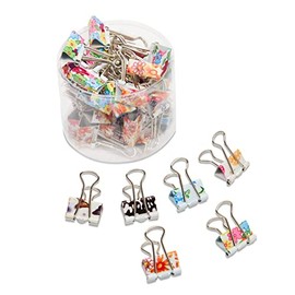 40 Pack Cute Binder Clips for Paper, Notebooks, Planners, File Folders, 6 Floral Designs (1.5 x 0.75 in)