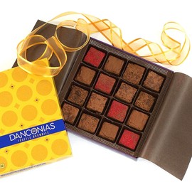 Danconias Chocolate Truffle Brownies, Gluten Free, 16 PC Gift Box, Elevated Indulgence Assorted Basket Set of 4 Gourmet Baked Good Flavors in Bite Size Edible Treats