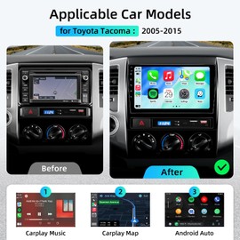 Car Radio Stereo for Toyota Tacoma 2005-2015 with CarPlay Backup Camera
