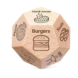 Food Decision Dice, Date Night Games Ideas for Couples, Funny Wooden Dinner Decider Dice, Valentines Day Love Gifts for Him Her Birthday Boyfriend Girlfriend Men Women for Intimacy