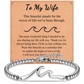 Shuxin Valentines Day Gifts for Wife, Wife Birthday Gifts, Wave Wife Bracelet Gifts for Women, Wife Christmas Gifts Ideas, Romantic Valentine Gifts for Her Wife from Husband