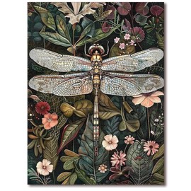 Dragonfly Stamped Cross Stitch Kits for Adults - Embroidery Kits for Beginners Adults,11 CT Patterns Dimensions Counted Cross Stitch Kits for Adults Arts Craft 12x16 inch