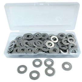 Luomorgo 1/4" Stainless Steel 304 Flat Washers, 5/8" Outside Diameter, 120 Pcs Flat Washers Compatible with 1/4" Screw Size