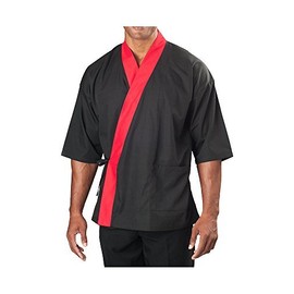 KNG ¾ Sleeve Sushi Coat, Black with Red Accent, 2XL