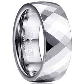 083BASE Women's / Men's Silver 2 mm Wide Dome Shape and Comfort Fit Design Stone Unisex Tungsten Rings for, Tungsten