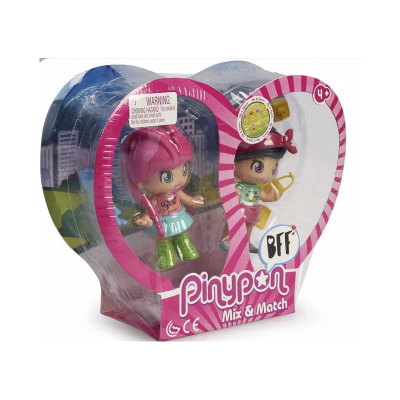 Pinypon: Pack Best Friends 2 Pinypon Hair Fuchsia + Black