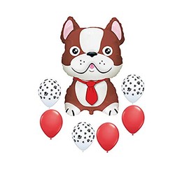 7 BALLOONS new FRENCH BULLDOG brown DOG paw print ANY OCCASION new dog GET WELL happy birthday