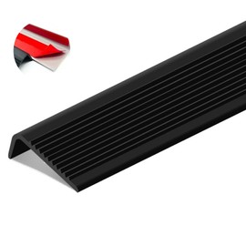 Vakerga Stair Nosing 36inch Anti-Slip Stair Edge Protector Stair Nose Molding Trim Vinyl Rubber,Waterproof Self Adhesive Stair Edging Staircases for Outdoor & Indoor Black