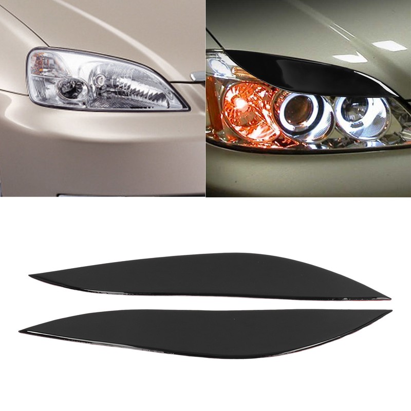 Front Headlight Eyebrow Eye Lid Cover Trim Piano Black Replacement