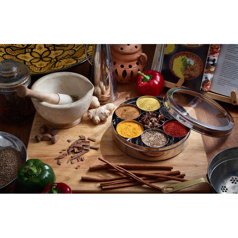Spice Container - Steel, 7 Seperate compartments, airtight