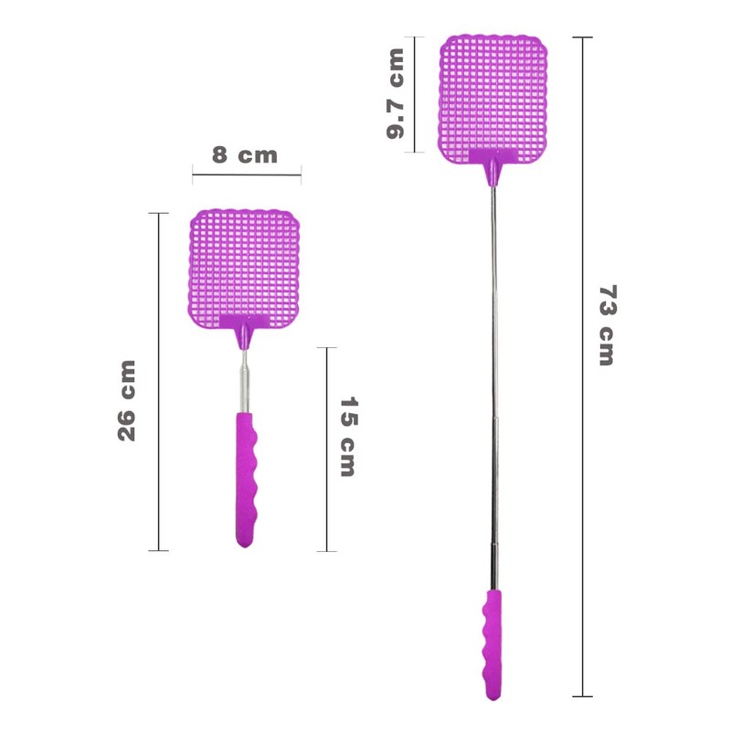 Plastic Telescopic Fly Swatter, Stainless Steel Telescopic Rod Bezel, Mosquito